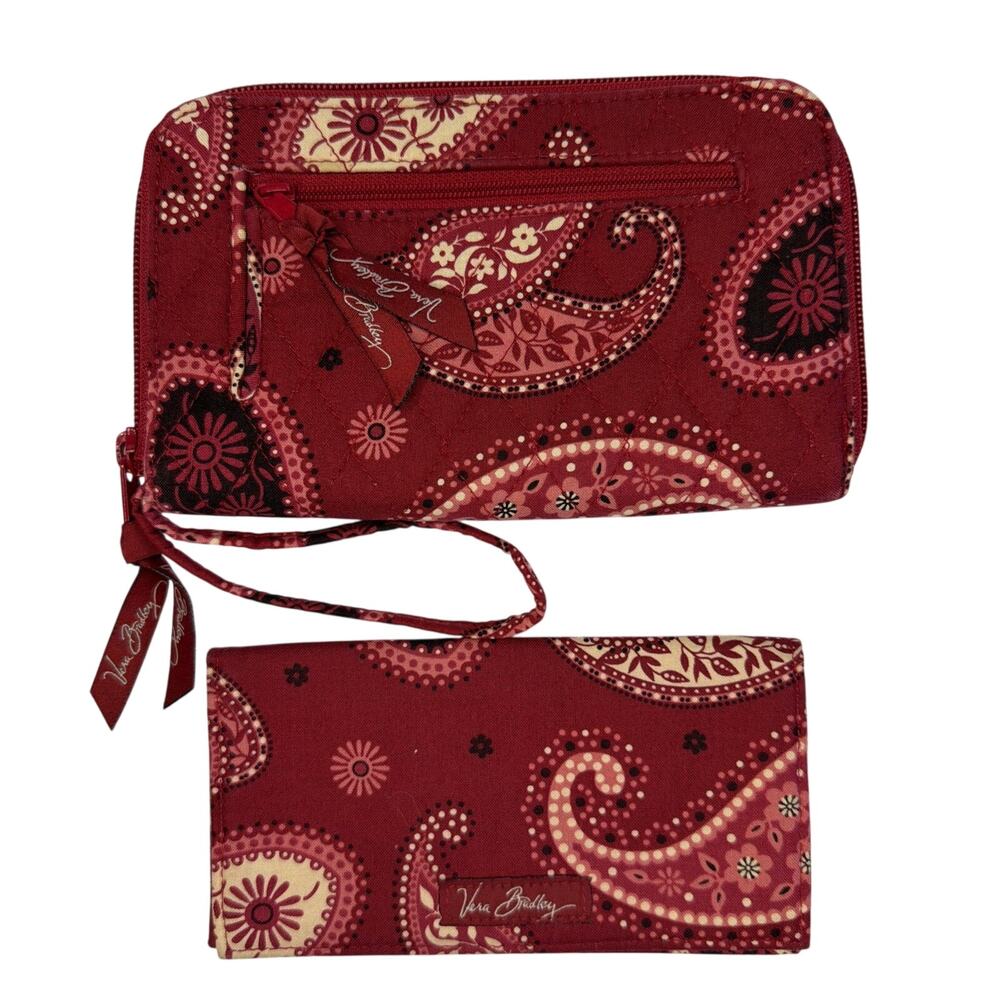 Vera Bradley Mesa Red Bandana Cowgirl Wristlet Zip Around Wallet Checkbook Cover